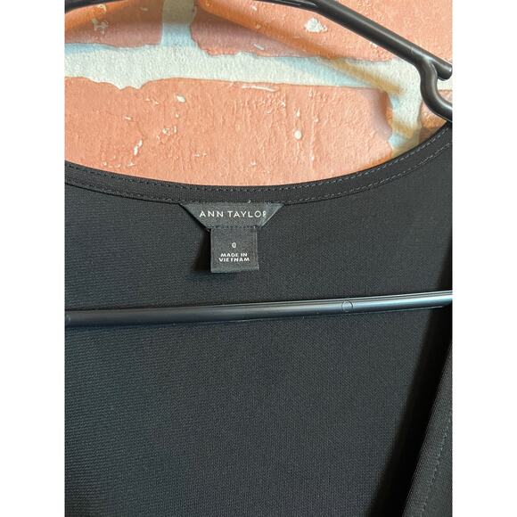 Ann Taylor | Black V-Neck Wrap Midi Dress - Picture 3 of 7